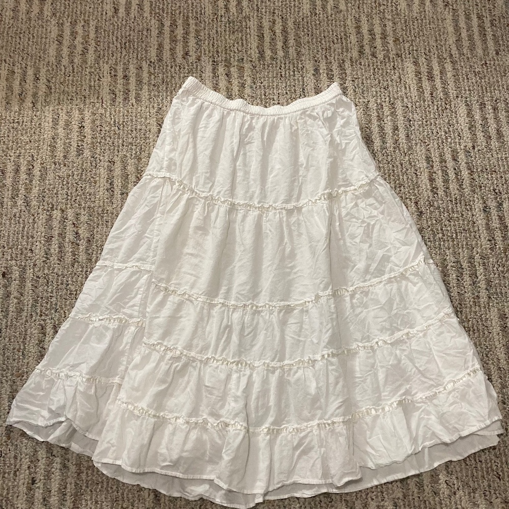 White layered peasant skirt